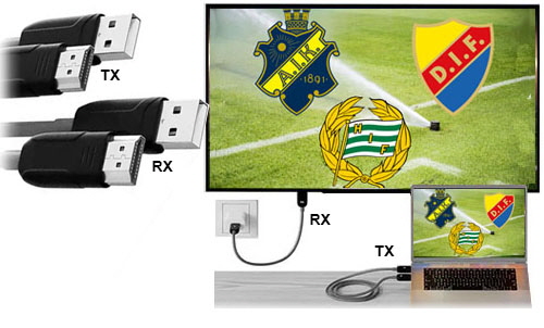 HDMI Trdls Extender 30m med USB-matning