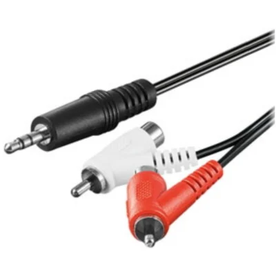 Audiokabel 3,5mm>2xRCA hane+hona 1,5m