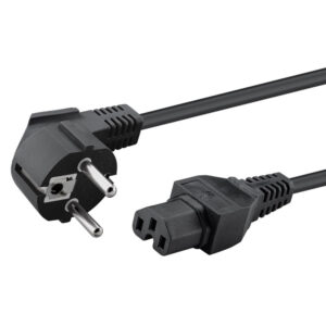 Apparatkabel Jord, C15 Rak/Vinklad, Svart, 2m