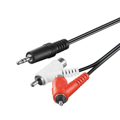 Audiokabel 3,5mm>2xRCA hane+hona 1,5m